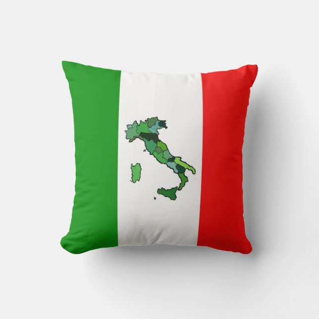 Coussin Carte de l'Italie et du drapeau italien (Recto)