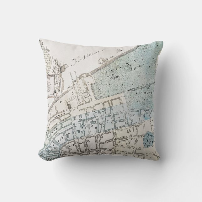 Coussin Carte de New York City, 1728 (Recto)