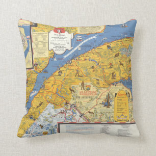 Coussin Carte de Vacanes, Québec, Gaspesie (Canada)