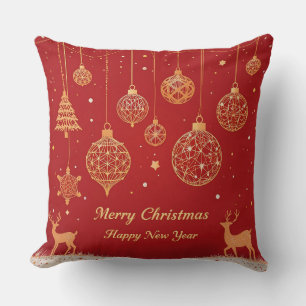 Coussin Carte de vœux festive de Noël avec décorations