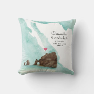 Coussin Carte d'eau du Mexique Cabo Mariage de destina