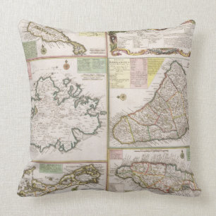 Coussin Carte des colonies anglaises dans les Caraïbe,