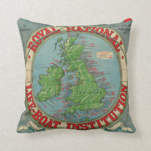 Coussin Carte des îles britanniques - diagramme de canot