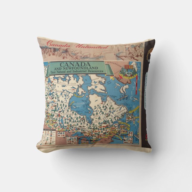 Coussin Carte des ressources naturelles et industrielles (Recto)