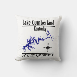 Coussin Carte des rives du lac Cumberland Kentucky Coordon