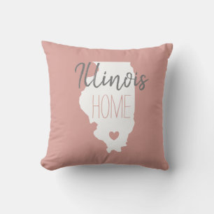 Coussin Carte d'état de l'Illinois love home