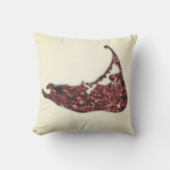 Coussin Carte d'hortensia d'île de Nantucket (Recto)