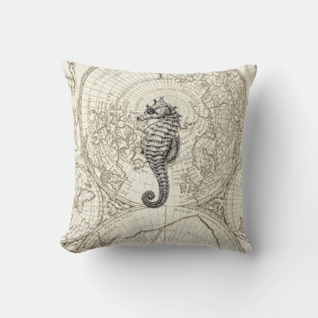 Coussin Carte d'ivoire Vie marine d'illustration de l'hipp (Recto)