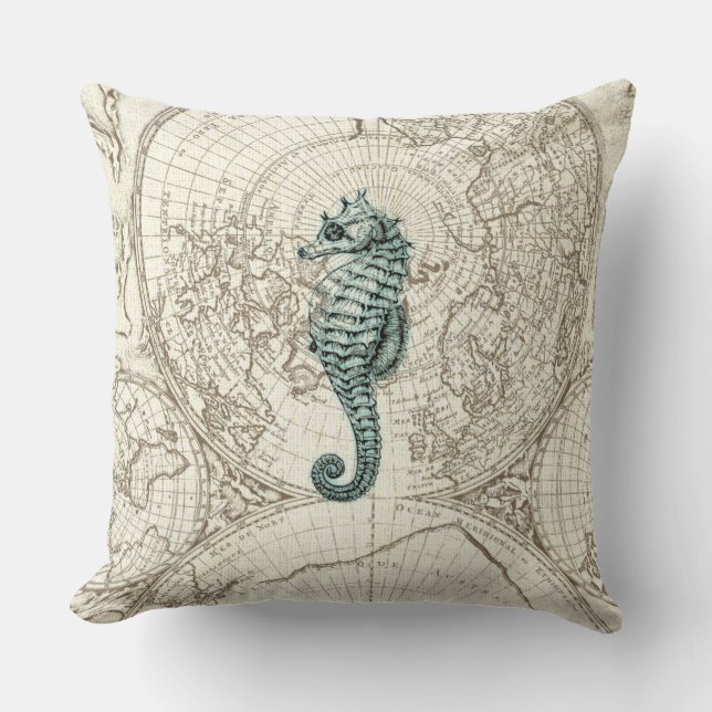 Coussin Carte d'ivoire Vie marine d'illustration de l'hipp (Recto)