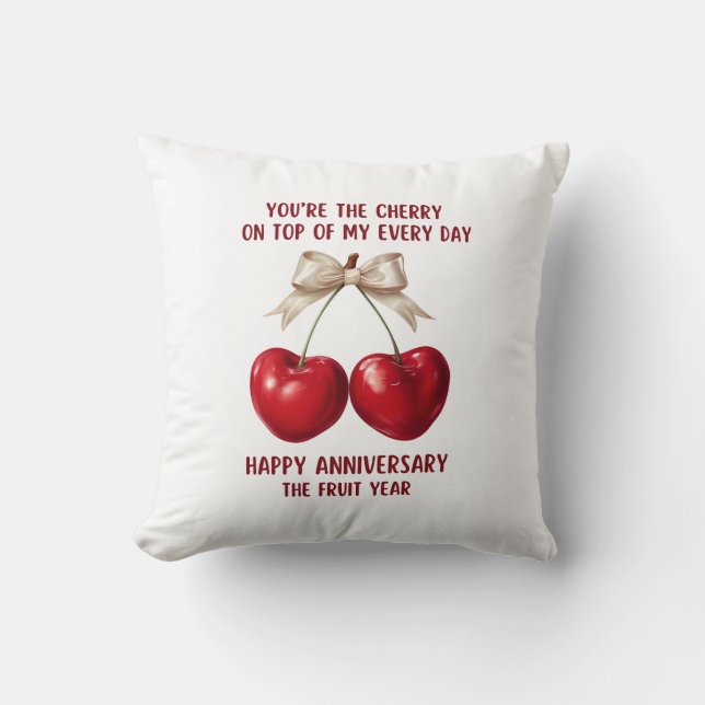 Coussin Carte du 4e anniversaire, Anniversaire des fruits (Recto)