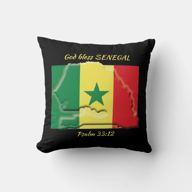 Coussin CARTE DU DRAPEAU DU SÉNÉGAL Écriture patriotique P (Recto)