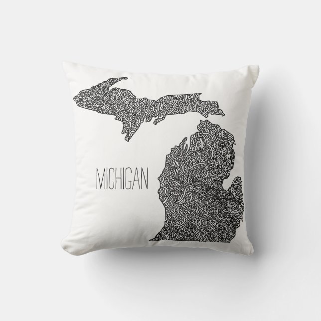 Coussin Carte du Michigan (Recto)