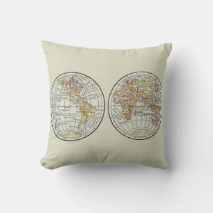 Coussin Carte du monde de voyage Terre 1916 Atlas mondial