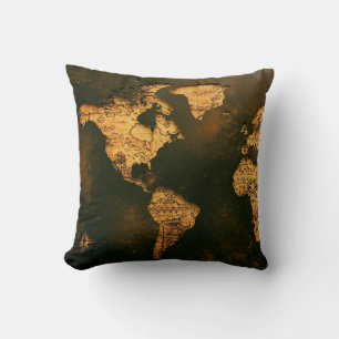Coussin Carte du monde vintage Art de cartographie antique