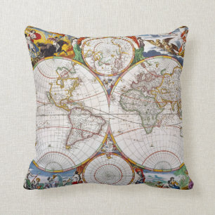 Coussin CARTE du MONDE, XVIIème siècle
