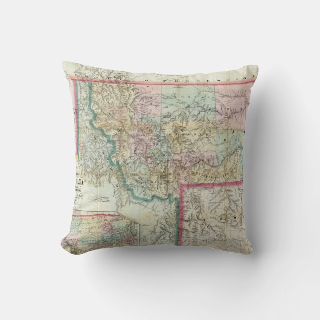 Coussin Carte du territoire du Montana (Recto)