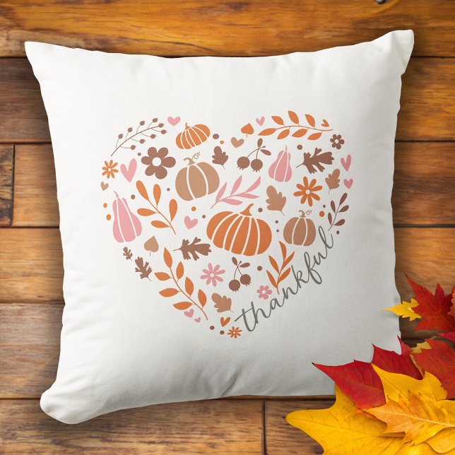 Coussin Carte graphique du coeur de l'automne saisonnier (Créateur téléchargé)