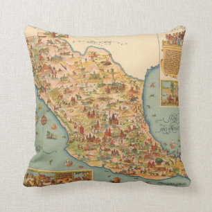 Coussin Carte imagée du Mexique