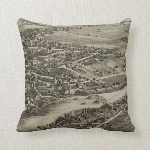 Coussin Carte imagée vintage de caribou Maine (1893)