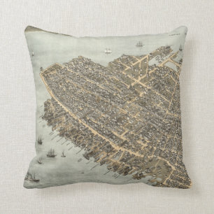 Coussin Carte imagée vintage de Charleston (1872)