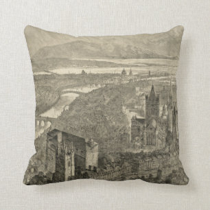 Coussin Carte imagée vintage de Dublin Irlande (1890)