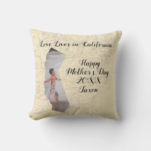 Coussin Carte L'Amour Vit Dans L'État De Californie Formé