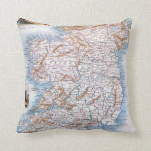 Coussin Carte : L'Irlande, 1851