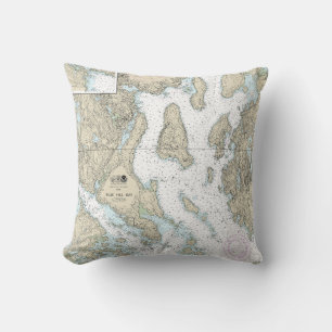 Coussin Carte marine Blue Hill Bay 13316