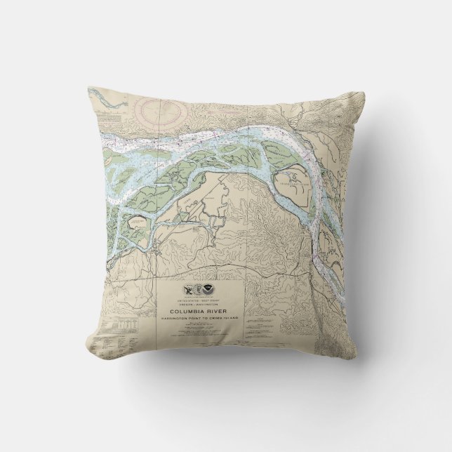 Coussin Carte marine du fleuve Columbia 18523 (Recto)