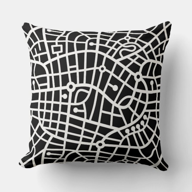 Coussin Carte Motif 030520 - Blanc sur noir (Recto)