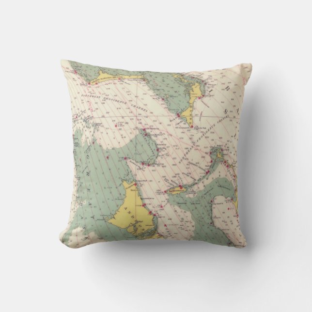 Coussin Carte nautique de diagramme d'îles de Bahama (Recto)