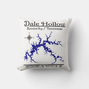 Coussin Carte nautique du lac Dale Hollow Kentucky Tenness