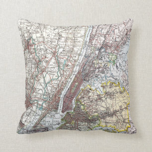Coussin Carte : New York-area, 1906