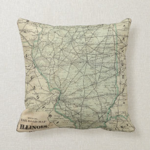 Coussin Carte officielle de chemin de fer de l'Illinois