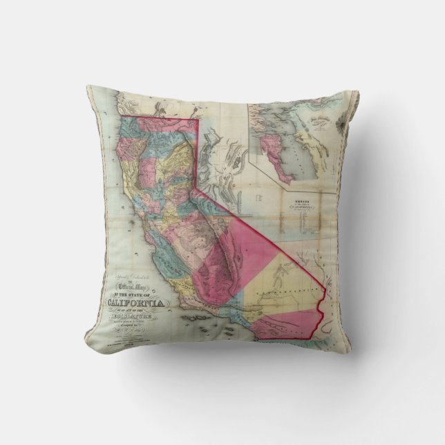 Coussin Carte officielle de l'état de la Californie (Recto)