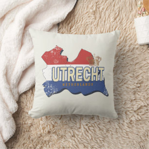 Coussin Carte Pays-Bas Utrecht Souvenir Vintage néerlandai