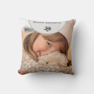 Coussin Carte photo d'anniversaire heureux personnalisé