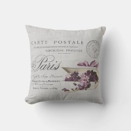 Coussin Carte postale Paris Typographie vintage