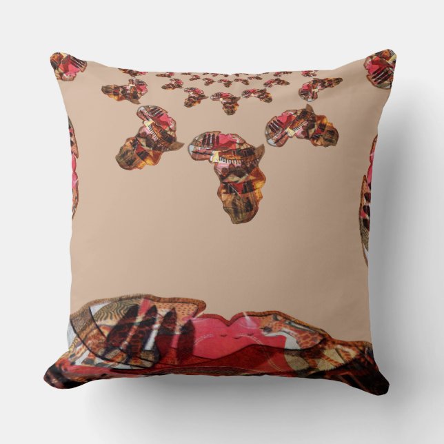 Coussin Carte Royal Classic Africa Cotton Throw Pillow (Recto)