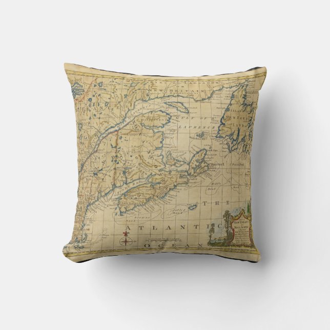 Coussin Carte Thomas Kitchin de la Nouvelle Angleterre (Recto)