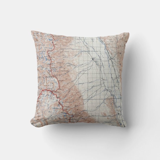Coussin Carte topographique vintage du Mont Whitney la (Recto)