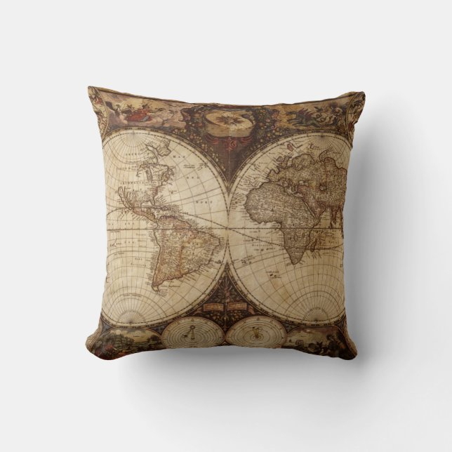 Coussin Carte vintage (Recto)