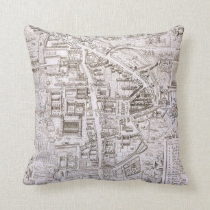 Coussin Carte vintage de Cambridge Angleterre (1574)