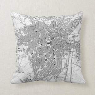 Coussin Carte vintage de Sheffield Angleterre (1823)