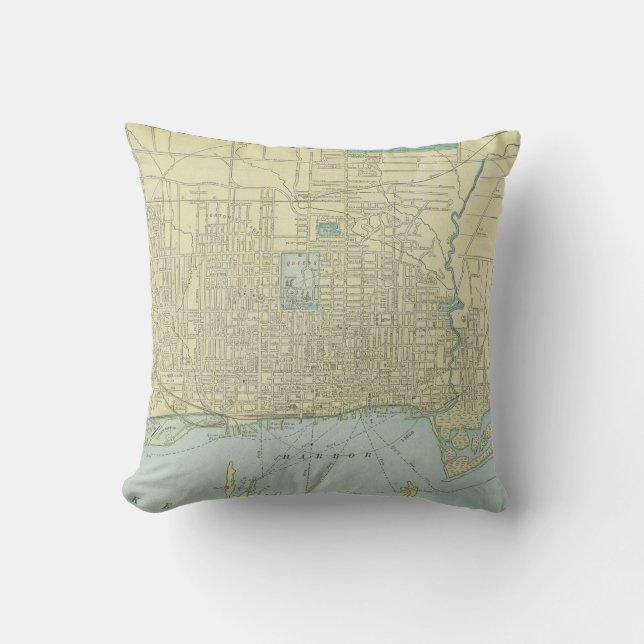 Coussin Carte vintage de Toronto (1901) (Recto)