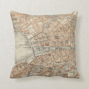 Coussin Carte vintage de Zurich Suisse (1913)