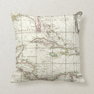 Coussin Carte vintage des Caraïbe