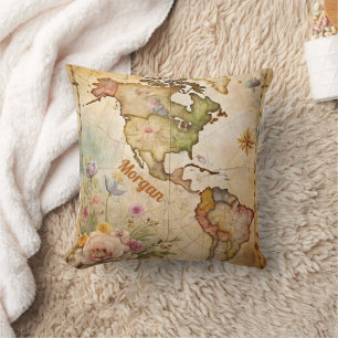 Coussin Carte Vintage personnalisée