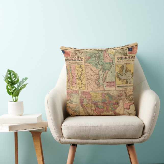 Coussin Cartes stratégiques militaires de la guerre civile (Chaise)