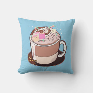 Coussin Carton Animé au chocolat chaud Marshmallows